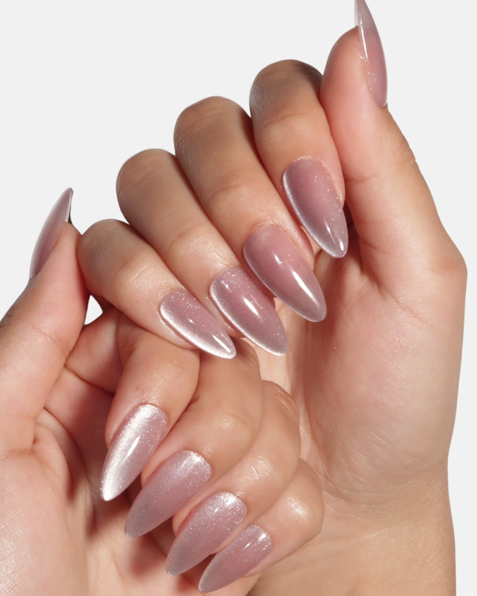 Rose Gold Shimmer: Velvet Cat Eye Nails