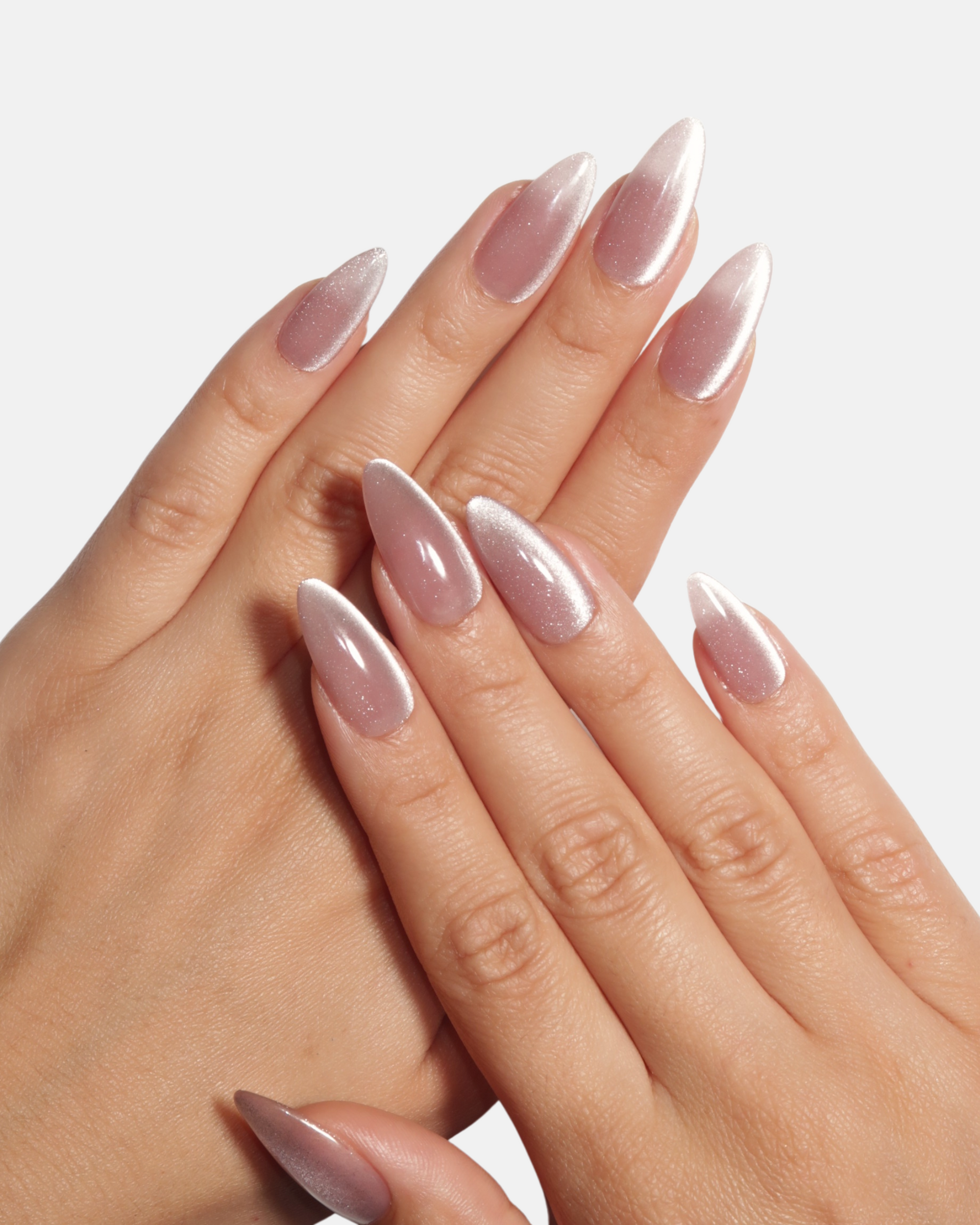 Rose Gold Shimmer: Velvet Cat Eye Nails