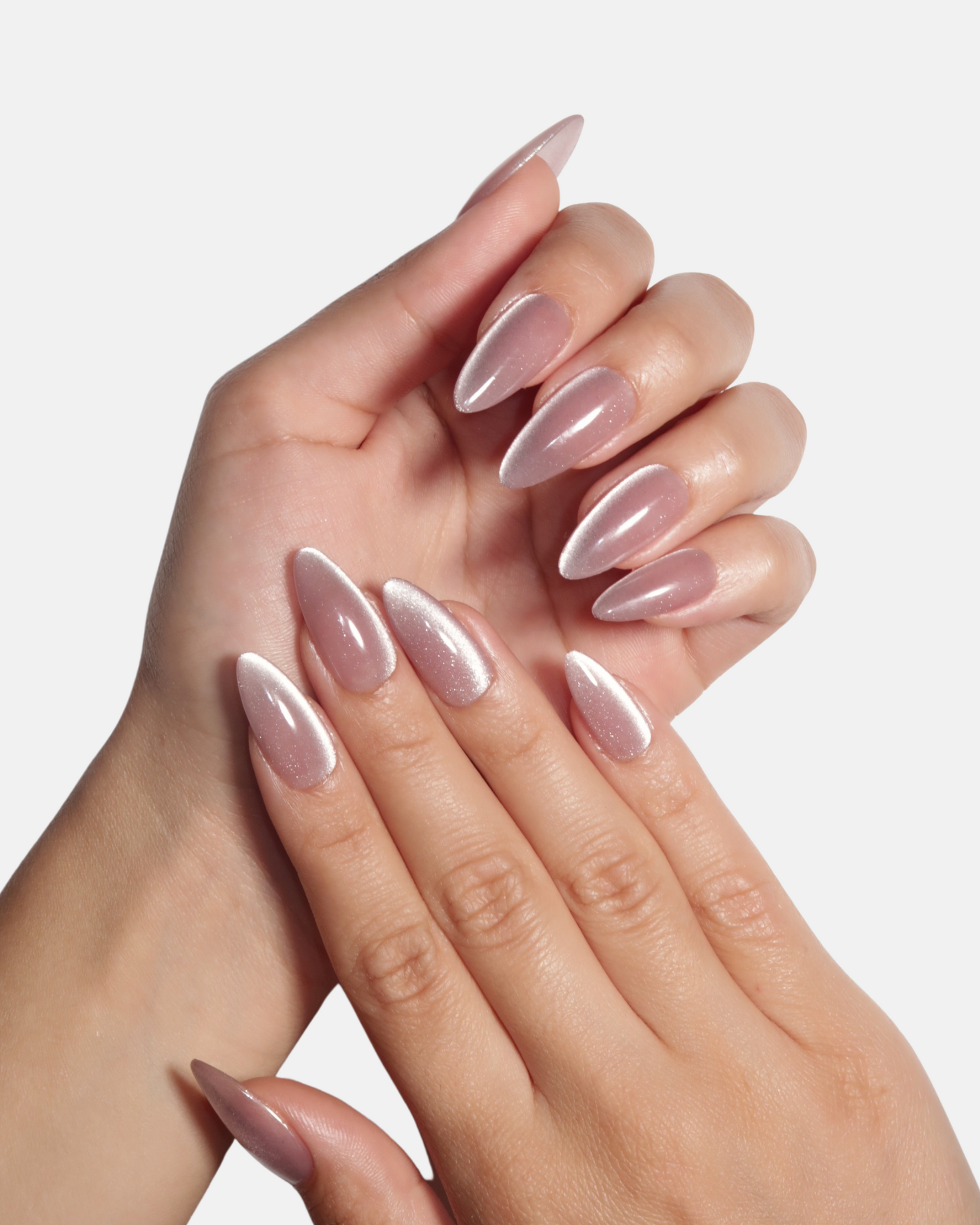 Rose Gold Shimmer: Velvet Cat Eye Nails