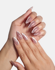 Rose Gold Shimmer: Velvet Cat Eye Nails