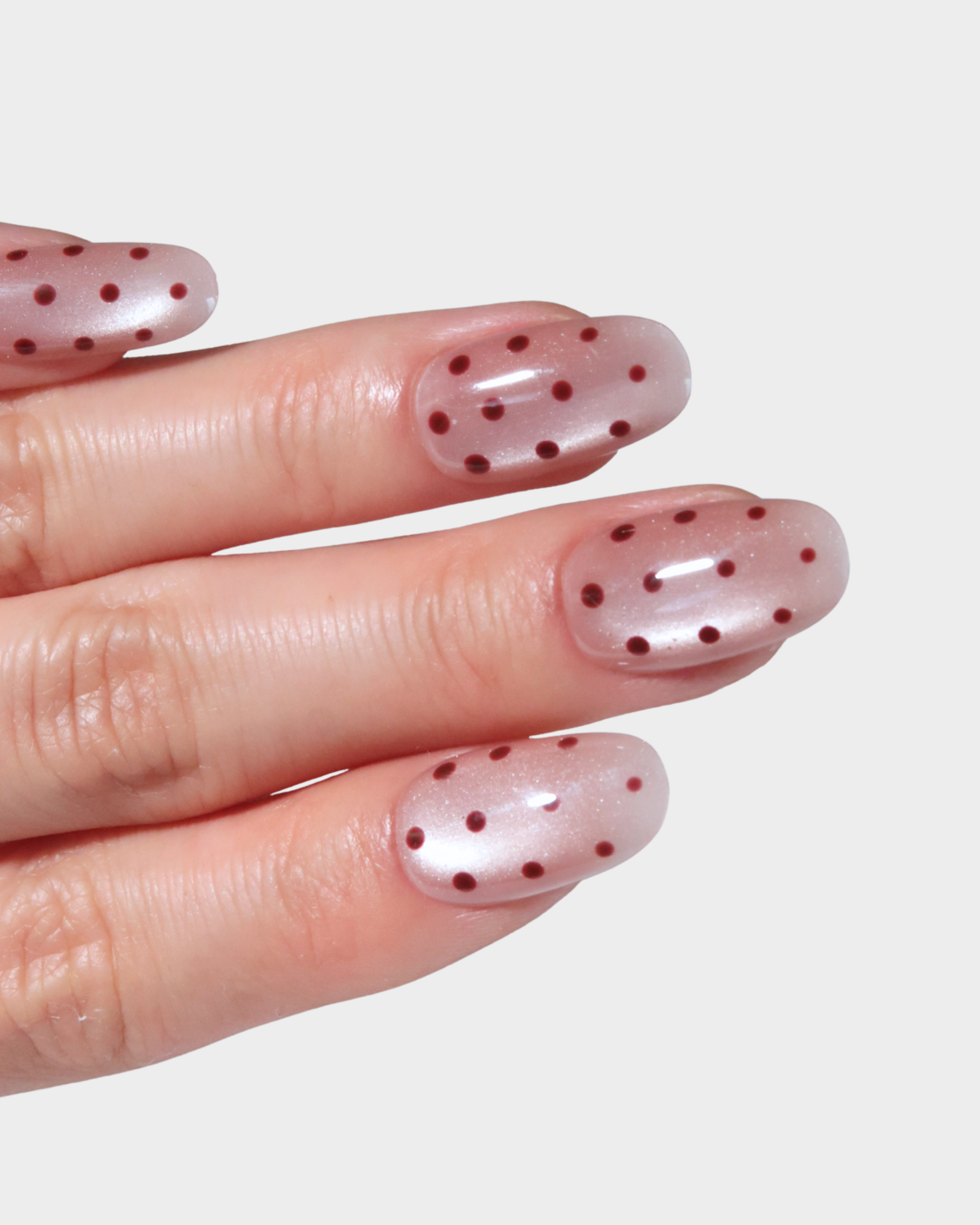 Dotted Chic: Cherry Red Glass Nails