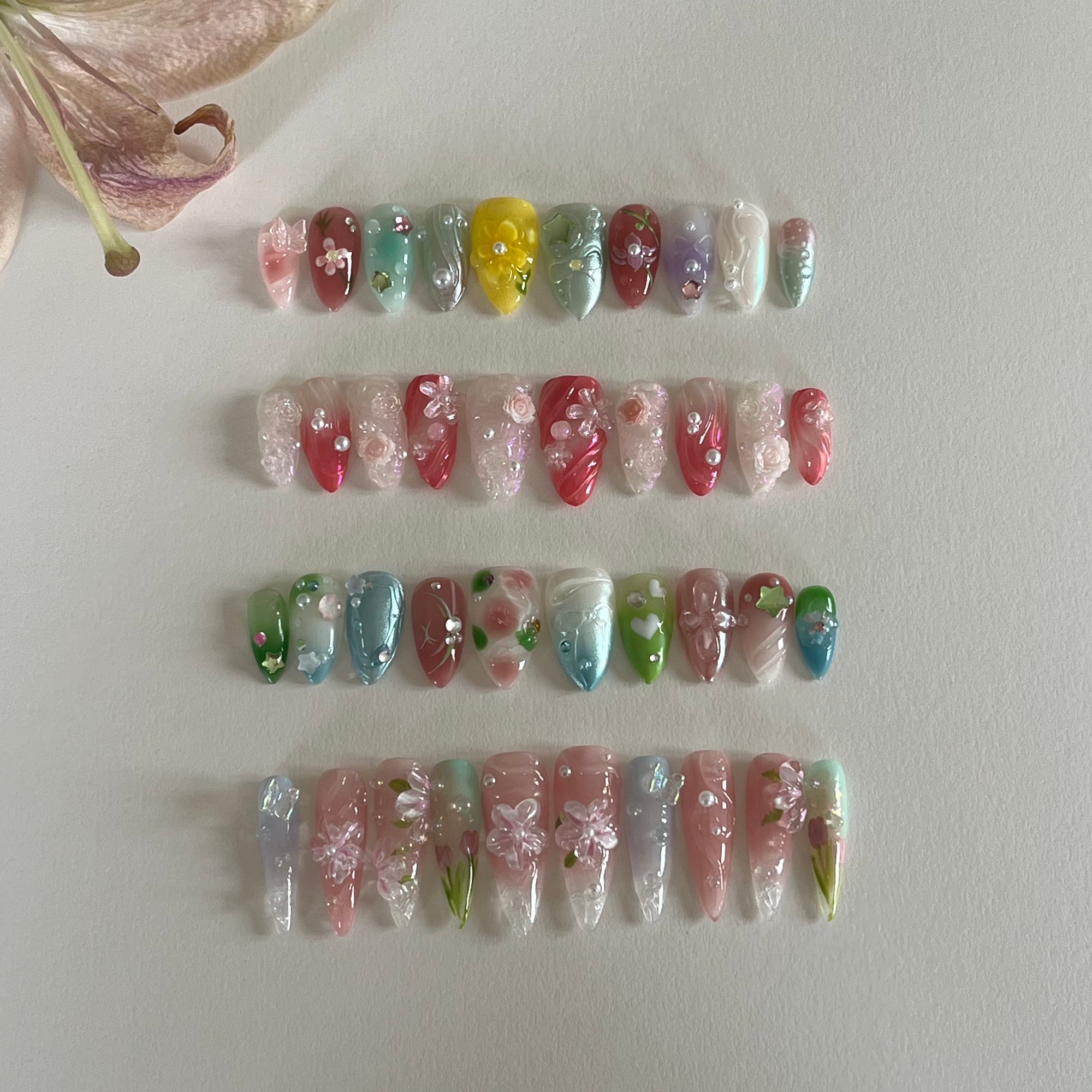 Spring Bliss: Ethereal Spring Stiletto Nails