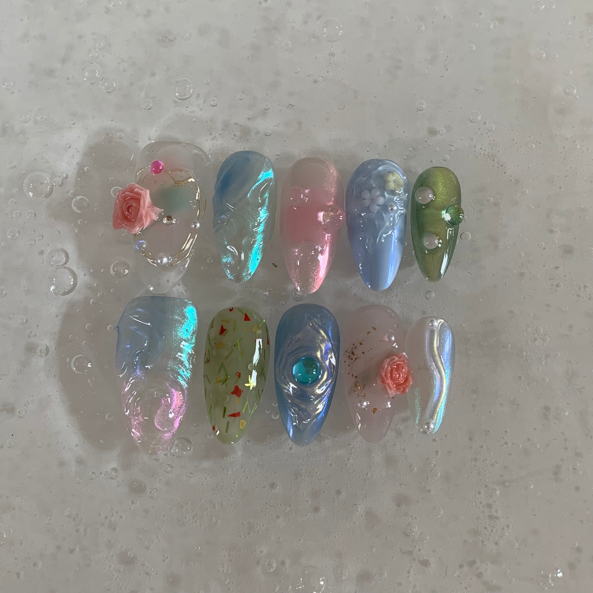 The Pollen Slime: Swirl Almond Nails