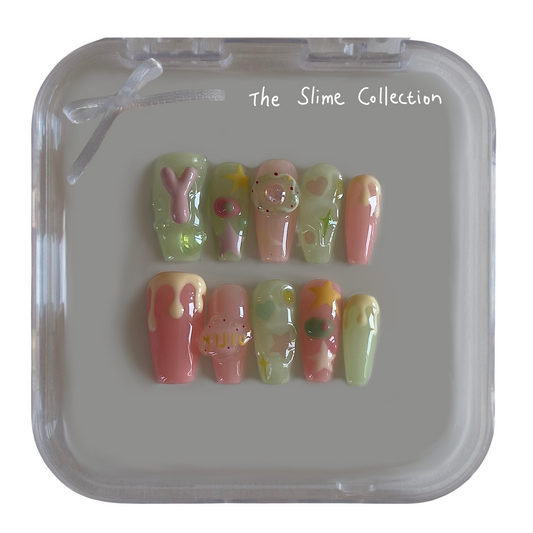 The YIJIU Slime: Pink & Pale Green Nails