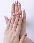 Dotted Chic: Cherry Red Glass Nails