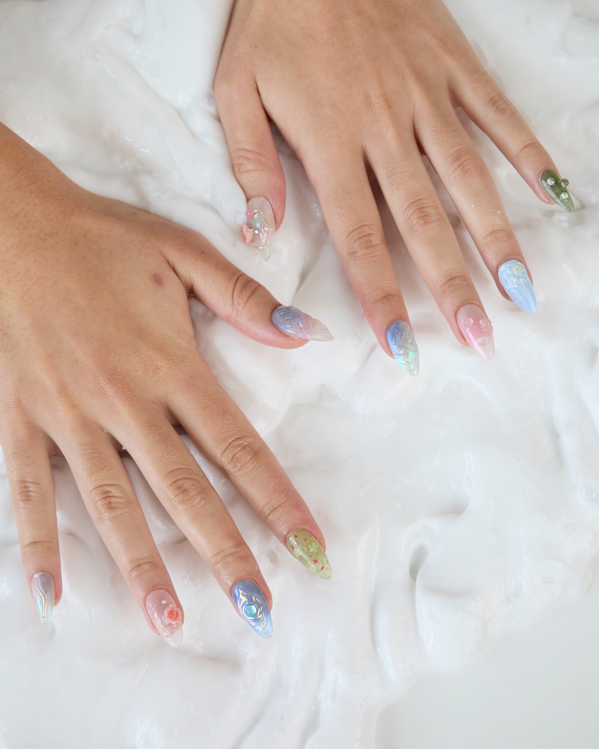 The Pollen Slime: Swirl Almond Nails